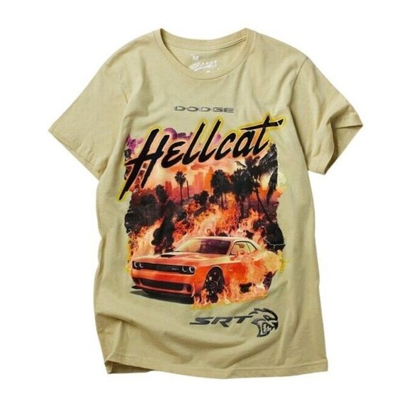 Reason Dodge Men’s SRT Hellcat Beige Cotton Tee T-Shirt (Gray Lettering) Size L - Picture 1 of 7